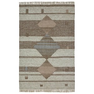 Handwoven Wool and Cotton Bohemian Braided Modern Geometric Indoor Area Rug by Blue Nile Mills - 1 of 4