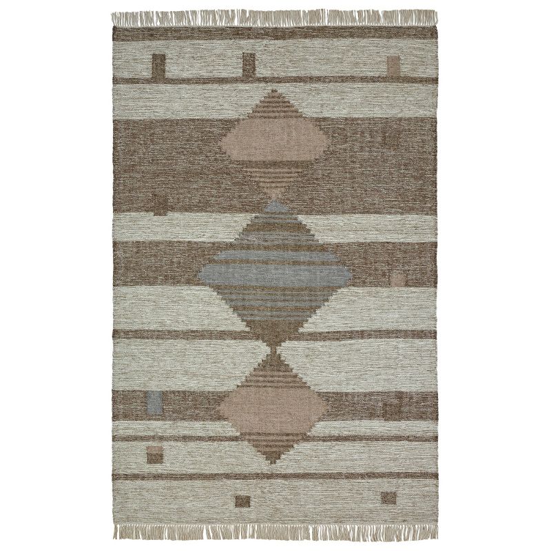 Handwoven Wool and Cotton Bohemian Braided Modern Geometric Indoor Area Rug by Blue Nile Mills, 1 of 8
