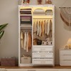 Whisen 3 Door Wardrobe Armoire Closet with LED and 3 Drawers - White - 3 of 4