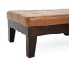 CAVINAS Ottoman Bench with Hidden Storage Drawer, Leather Upholstery Ottoman, Oversized Ottoman with Slide-Out Drawer & Tapered Hardwood Legs - 3 of 4