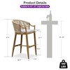 PURPLE LEAF Outdoor Bar Stools Set of 2 Patio Wicker Modern High Bar Chairs Metal Cushioned Barstools with Backs and Ergonomic Armrest - 2 of 4