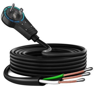 Maximm 360 Degree Rotating Flat Plug - Replacement Power Cord with Open End, 14AWG 3 Conductor, Pigtail Open Cable
