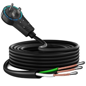 Maximm 360 Degree Rotating Flat Plug - Replacement Power Cord with Open End, 14AWG 3 Conductor, Pigtail Open Cable - 1 of 4