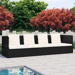 vidaXL Garden Bed Black, Cream White PE Rattan, Powder-Coated Steel - 1 of 4