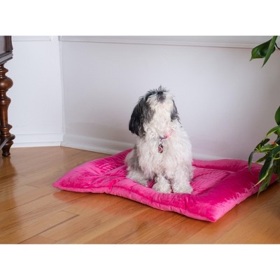 Medium Pink Velvet Pet Bed Mat with Poly Fill