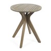 Acacia Wood Outdoor Bistro Table, Round Slatted Patio Side Table with Cross Base, Gray Round Patio End Tables -Christopher Knight Home - 3 of 4