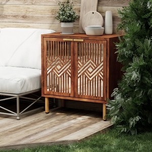 JIONJOY 2-Door Modern Farmhouse Accent Cabinet with Mirror Fronts - 1 of 4