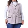 Agnes Orinda Women's Plus Size Utility Cargo Pockets Drawstring Waist Sleeveless Scrub Vests - 2 of 4