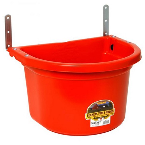  Little Giant® Flat Back Plastic Animal Feed Bucket, Animal  Feed Bucket with Metal Handle, Horse Feed & Water Bucket, 20 Quarts