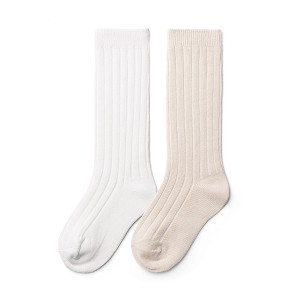 Goumi 2pk Organic Cotton Toddler Knee-high Socks - Neutral M - 1 of 4