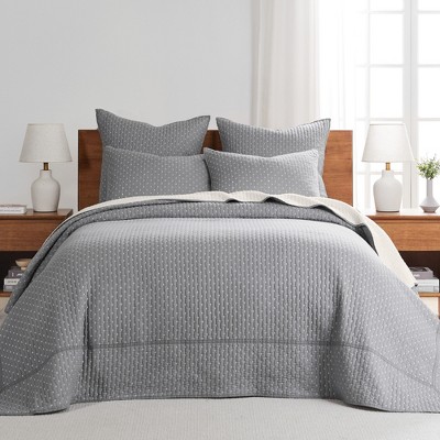 Cross Stitch Grey And White King Bedspread Set - Levtex Home : Target