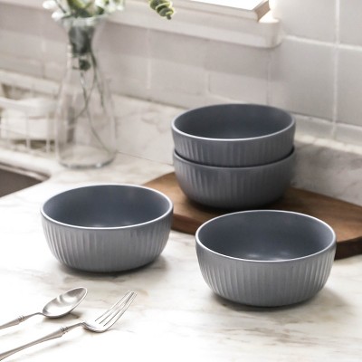 Logan Grey Ceramic 12-Piece Dinnerware Set, Service for 4