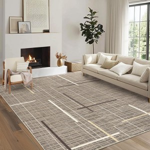 Modern Machine Washable Large Area Rug for Bedroom Minimalist Geometric Carpet Stain Resistant Non Slip Carpet - 1 of 4