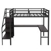ALEXOUN Metal Loft Bed with L Shaped Desk and Wardrobe, Heavy Duty Loft Bed Frame with Storage Stairs,Space Saving Loft Bed, Black - 4 of 4