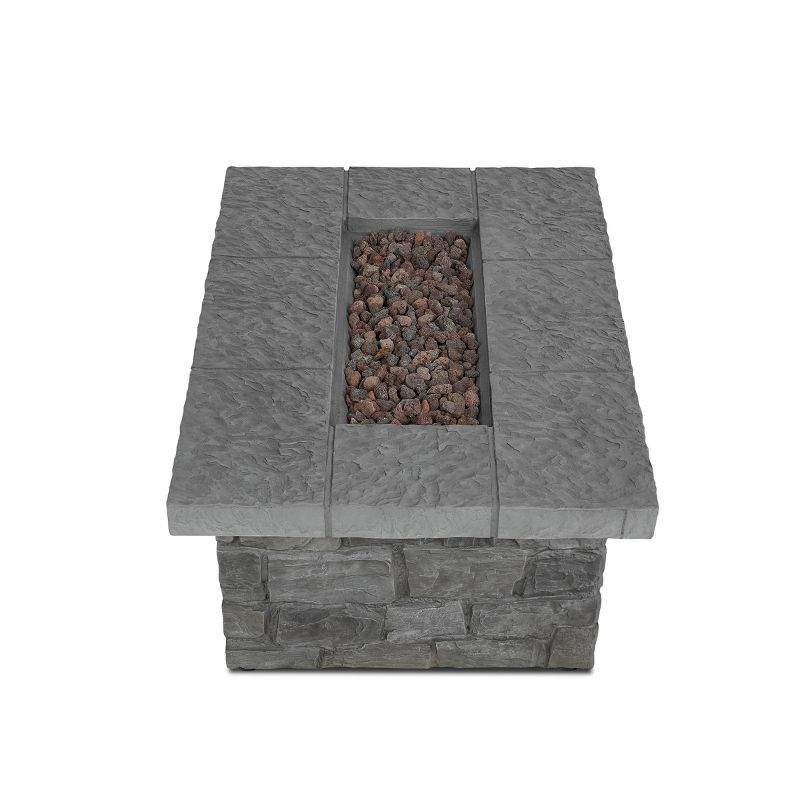 Sedona Rectangle Fire Pit with NG Conversion Gray - Real Flame, 3 of 9