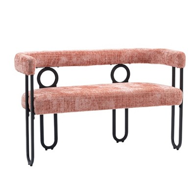 NicBex 46.46 Inch Small Loveseat Sofa Modern Upholstered Chenille Fabric 2 Seater Couch with Metal Legs for Living Room,Apartment