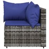 vidaXL Gray Patio Corner Sofa with Dark Blue Cushions - Weather-Resistant PE Rattan, Modular Design Adjustable Garden Outdoor Furniture, Sturdy Powder - 3 of 4