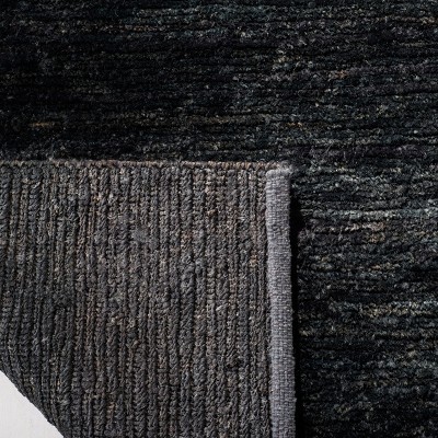 Hand-Knotted Liquorice Wool Blend Rectangular Area Rug 8' x 10'