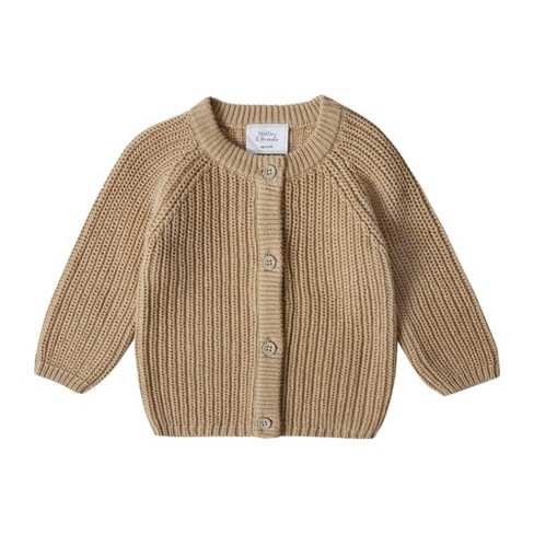 Stellou & Friends 100% 3-4 Target Cotton Taupe 0-6 Cardigan Girls Years & Ribbed / Knitted Chunky For Boys : Years - Ages