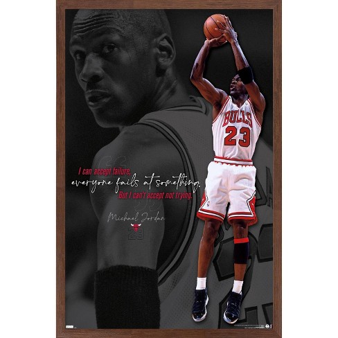 Trends International Michael Jordan - Can't Accept Not Trying Framed Wall  Poster Prints Mahogany Framed Version 14.725 X 22.375 : Target