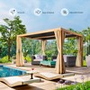 HAPPATIO Outdoor Louvered Pergola, Metal Pergola with Adjustable Rainproof Roof, Patio Pergola with Curtains and Mosquito Nets - 2 of 4