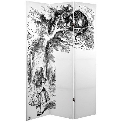 72" x 48" Double Sided Alice in Wonderland 3 Panel Room Divider