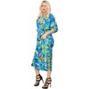 LA LEELA Women's House Daily Routine Evening Wear Loungewear Casual Long Kaftan Cover Up Slit Dress Maxi Dresses Caftans for Women 2X-3X Blue, Floral - 4 of 4