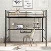 PAGED Full Size Loft Bed with Desk Modern Simple Metal Bed Frame with Storage Shelves, Guardrails and Ladder for Bedroom - 2 of 4