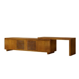 Dexmalle Brown Ebony 63" Mid-Century Modern Extendable TV Stand for TVs up to 75" with Storage & Adjustable Panel - 1 of 4