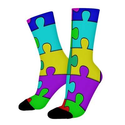 Puzzle Women Printed Crew Socks Funny Funky Socks Soft Polyester Novelty Gifts for Artists Men