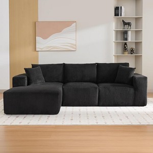 Coucheta 108" L-Shaped Sectional Cloud Couch - Boneless Design, No Assembly, Convertible Sleeper, Deep Corduroy Seat, Multiple Colors - 1 of 4