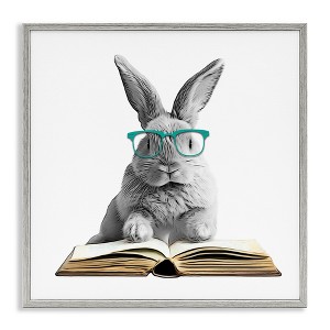 Stupell Industries Bunny Reading Book Black Framed Giclee Art - 1 of 4