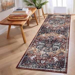 Indoor Washable Low Pile Non Slip Soft Carpet Vintage Area Rugs Retro Printed Distressed Rug for Living Room Bedroom Bedside - 1 of 4