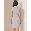 Allegra K Women's Sleeveless V Neck Notched Lapel Double Breasted Belted Work Office Dress - 4 of 4