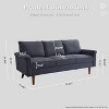 XIZZI 3 Seater Sofa Couch with Deep Seats, Modern Upholstered Sofa with Armrests, Comfy Couches for Living Room, Bedroom and Office - 2 of 4