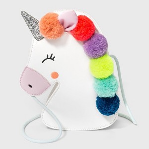 Kids' Pom Pom Unicorn Crossbody Bag - Cat & Jack™ White - 1 of 1