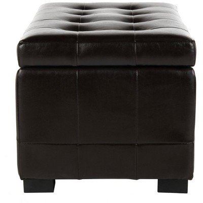 Manhattan Brown Leather Storage Bench with Beech Frame
