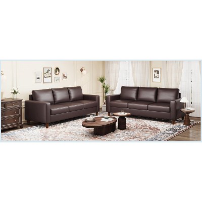 Mid Century Modern 3 Seater Leather Sofa ， Leather Sofa，for Living Room，
