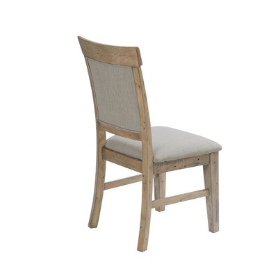 Rustic Linen Upholstered Wood Side Chair in Weathered Gray