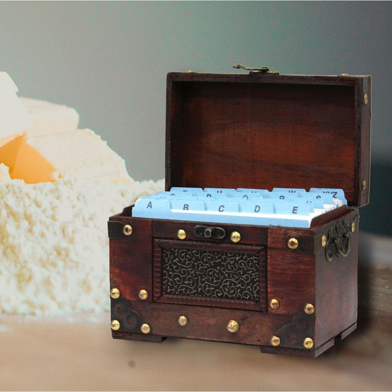 Vintiquewise "Rustic Studded Index/Recipe Card Box with Antiqued Latch, 4 x 6 Cards", 2 of 6