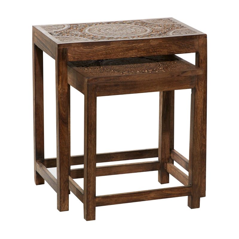 Set of 2 Eclectic Wood Accent Table - Olivia & May, 1 of 27