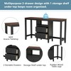 3-piece Counter Height Wood Dining Table Set with Cabinet, 2 Storage Drawers and 2 Stools for Dining Room Decoration Living Room Kitchen - 3 of 4