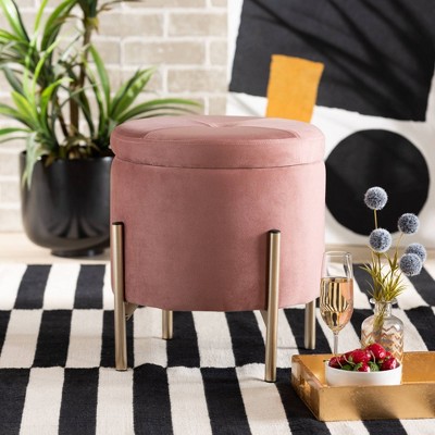 Malina Velvet Metal Storage Ottoman - Baxton Studio