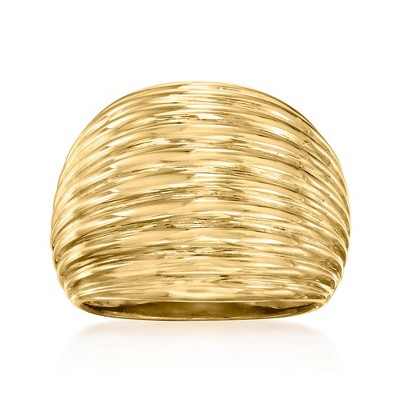 Ross-Simons Italian 18kt Gold Over Sterling Ribbed Dome Ring