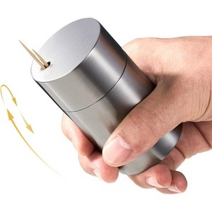 Premium Stainless Steel Toothpick Holders Set, SUS304 Brushed Surfaces, Elegant Cylinder Design Matte Finish - 1 of 4