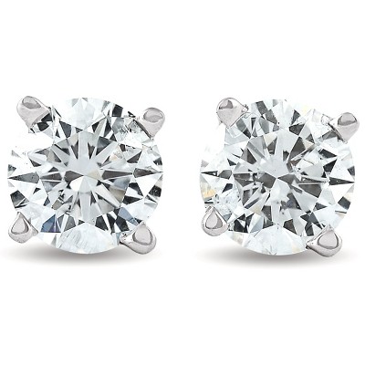 Pompeii3 1/2 Ct TDW Diamond Studs Screw Back 14K White Gold GCAL Certfied Lab Created