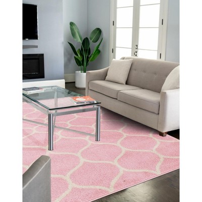 Easy-Care Pink Trellis Synthetic Area Rug 4' x 6'
