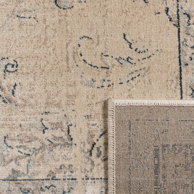 Elegant Stone and Blue Vintage-Inspired Area Rug 8' x 11'