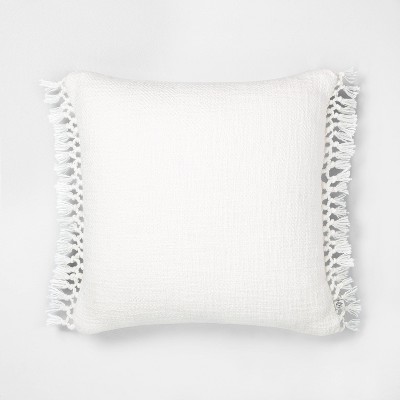 18" x 18" Slub Knotted Fringe Throw Pillow - Hearth & Hand™ with Magnolia