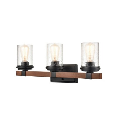 Millennium Lighting Taos 3 - Light Vanity in  Matte Black/Wood Grain